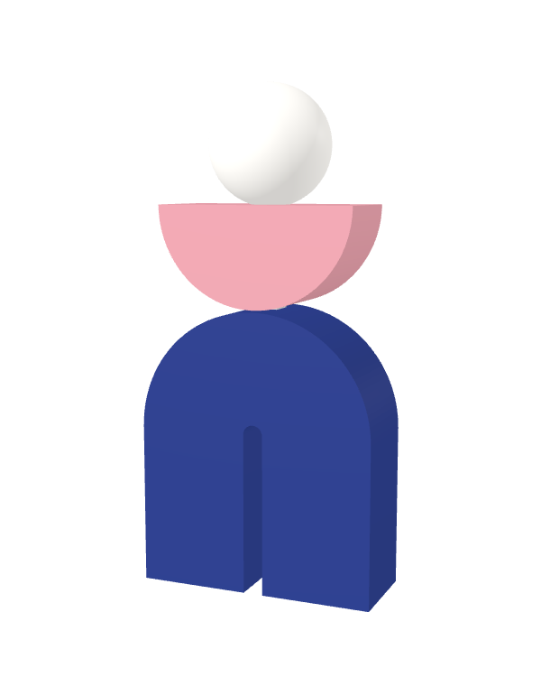 Switch&Match M — socle bleu, demi-lune rose