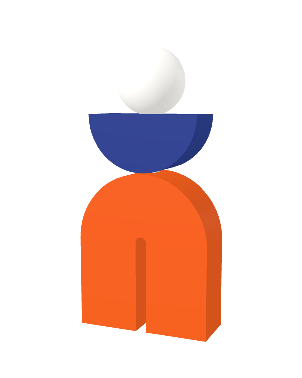 Switch&Match M — socle orange, demi-lune bleu