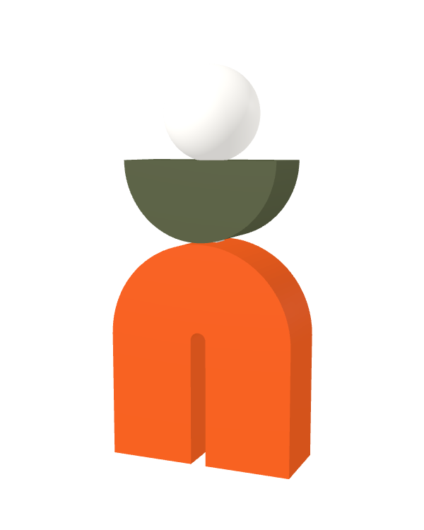 Switch&Match M — socle orange, demi-lune kaki