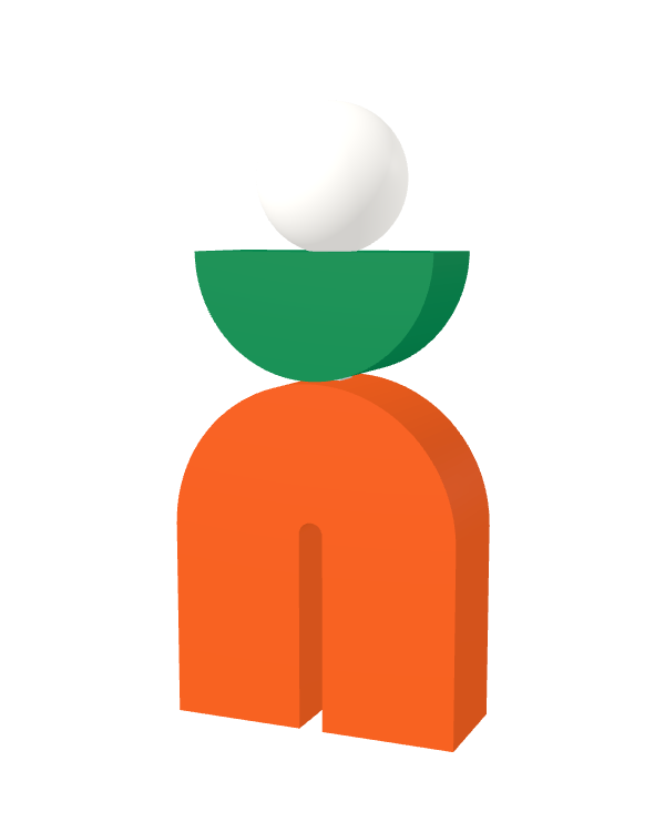 Switch&Match M — socle orange, demi-lune vert
