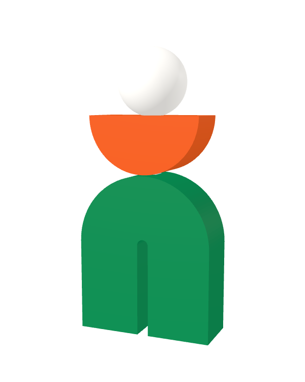 Switch&Match M — socle vert, demi-lune orange