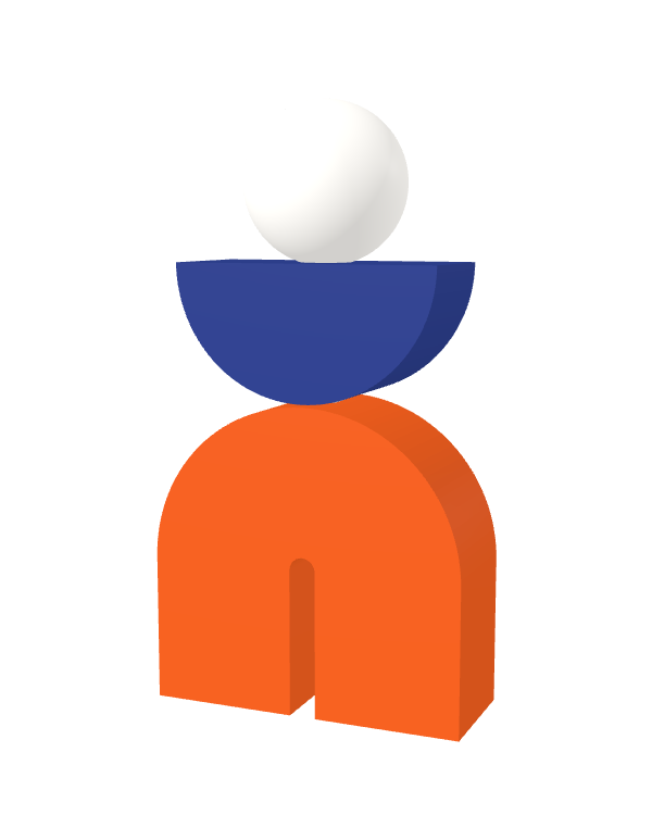 Switch&Match S — socle orange, demi-lune bleu
